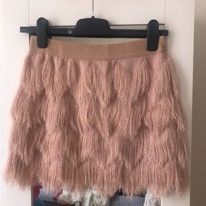 BCBGMAXAZRIA WOMEN MODIE CROCHET FRINGE SKIRT